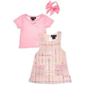 Freestyle Girls  3Pc Miss World Boucle Dress Set, Pink